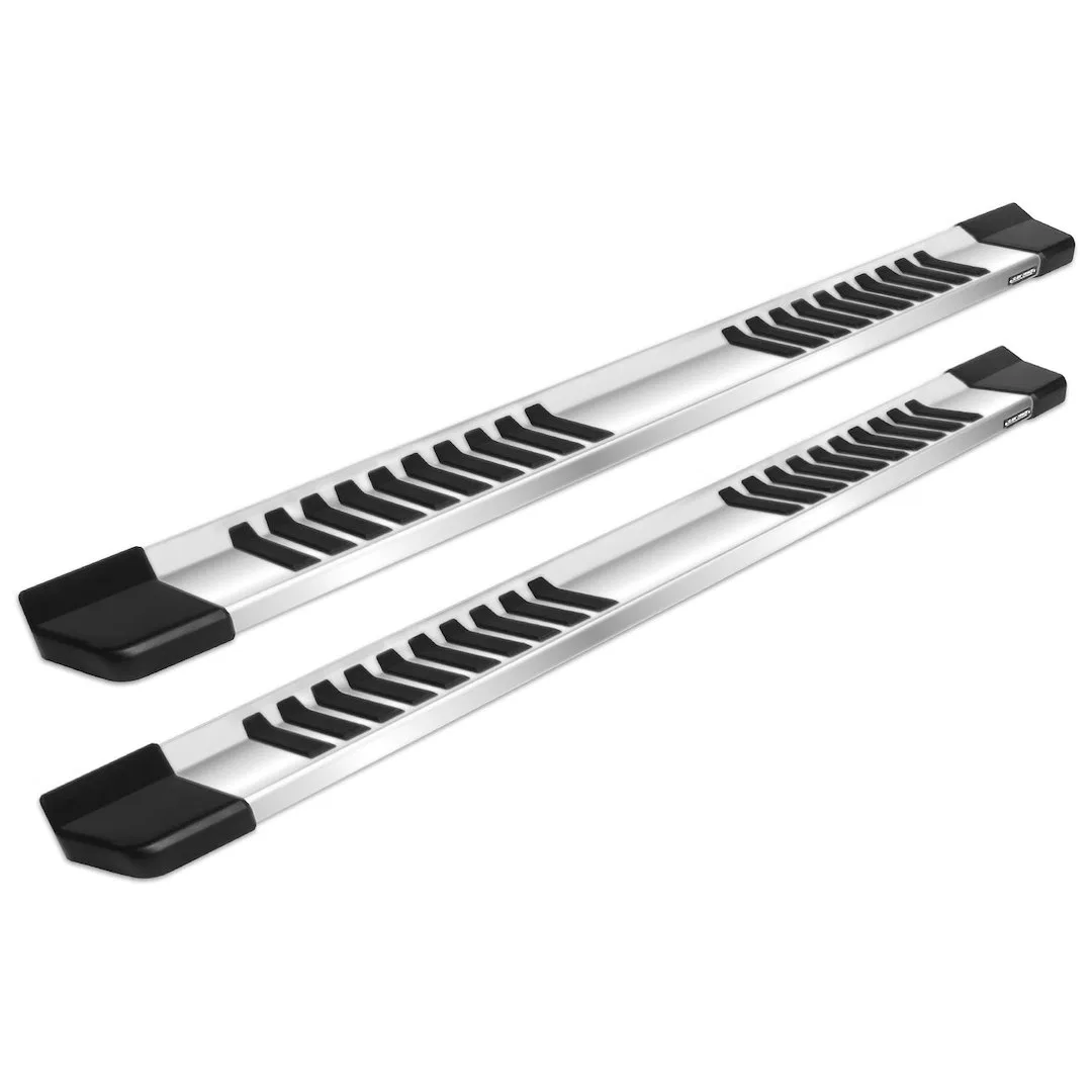 1703-0377SS – RAPTOR Running Board, Polished Aluminum Unlighted Rocker Panel Mount With Stainless Steel End Caps